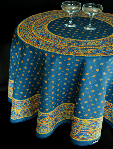 Round Tablecloth Coated (VALDROME / Galon. marine blue)